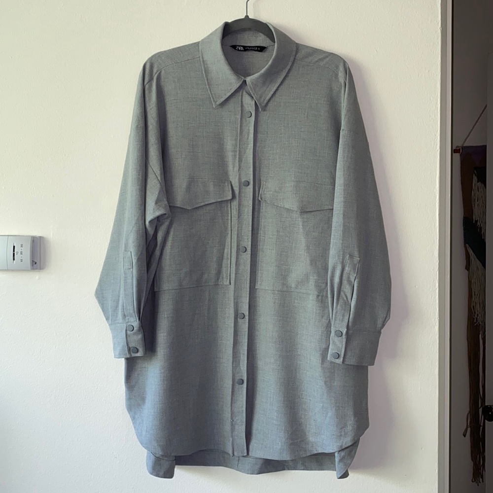 ZARA | Grey Shacket | Sz XL